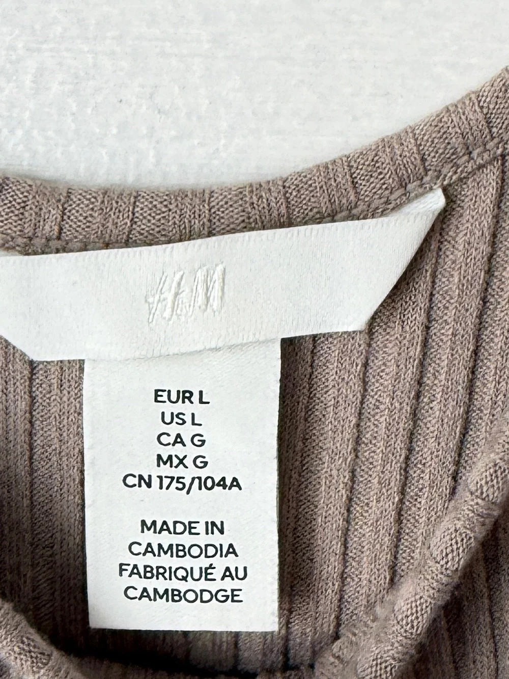 H&M Taupe Ribbed Knit Sleeveless Maxi Dress Neutral Casual Summer Cotton Blend L